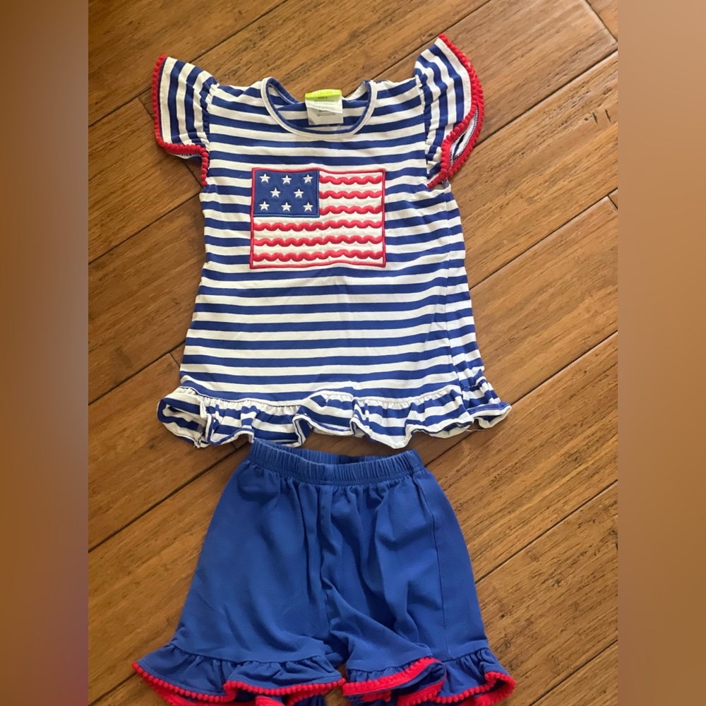 Classic Whimsey PatrioticStriped Top and Shorts Set